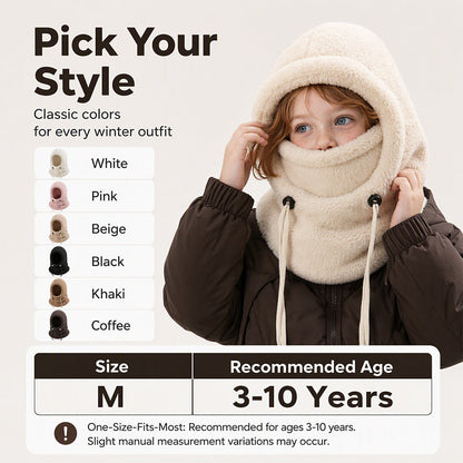 ❄️ Kids 3-in-1 Plush Winter Hood – Hat, Face Cover & Neck Warmer