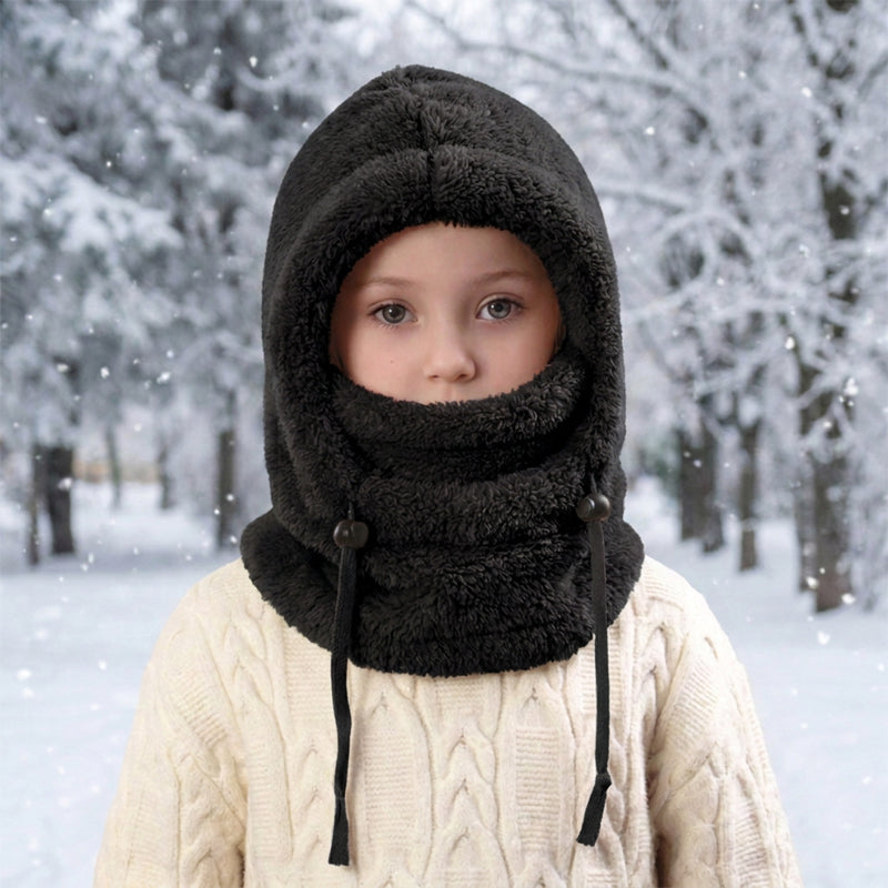❄️ Kids 3-in-1 Plush Winter Hood – Hat, Face Cover & Neck Warmer