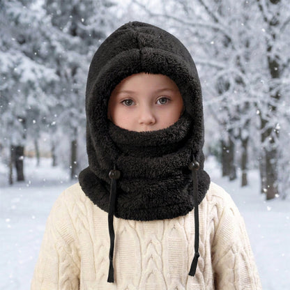 ❄️ Kids 3-in-1 Plush Winter Hood – Hat, Face Cover & Neck Warmer