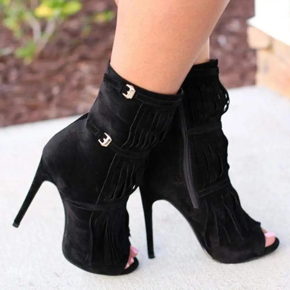 Womens Tassel Zipper Fashion High Heels 01-02High-heeled sandals