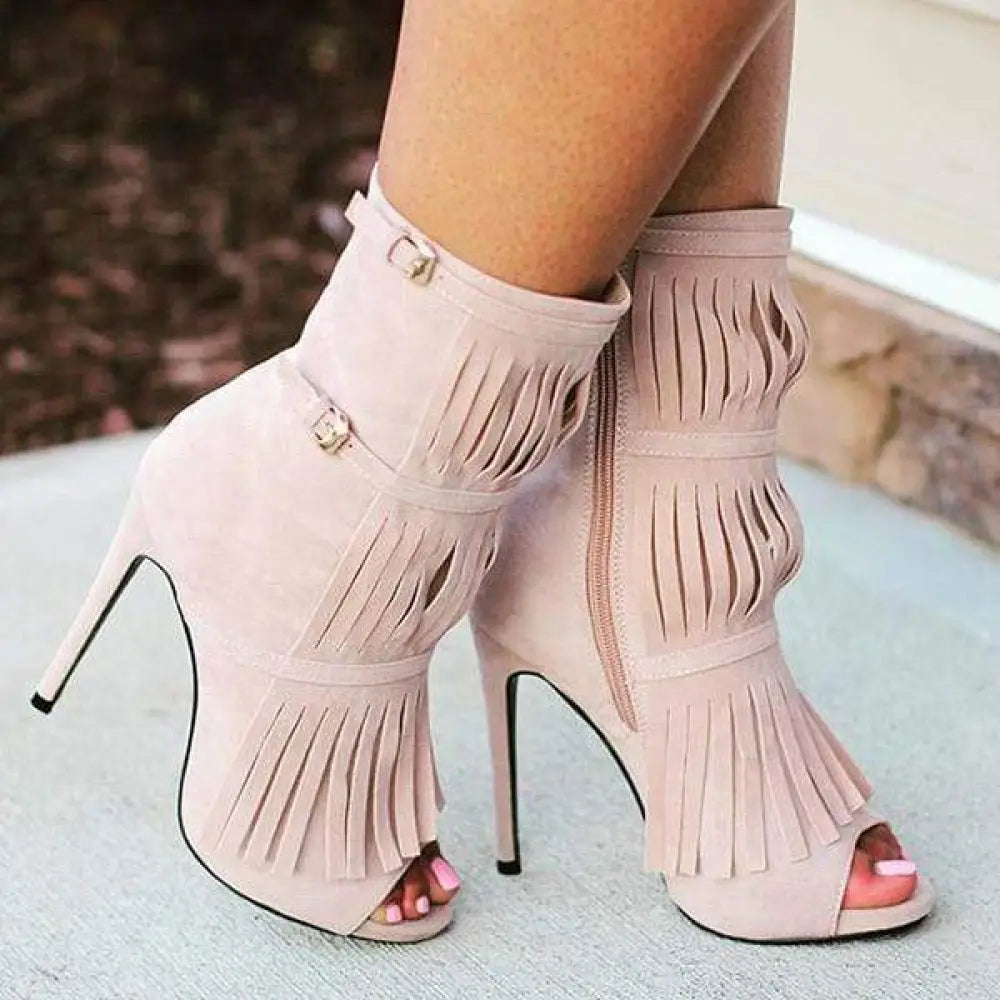 Womens Tassel Zipper Fashion High Heels 01-02High-heeled sandals